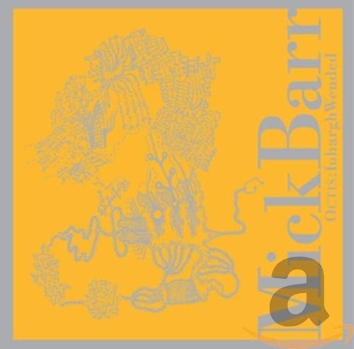 Yellow albumC CD cover with intricate grey line art and vertical text reading Mick Barr.