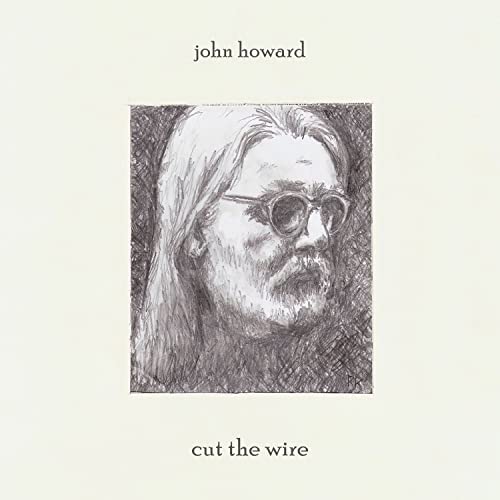 Pencil sketch portrait of a man with long hair and glasses, album cover.