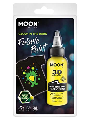 Smiffys Moon Glow - Glow in the Dark Fabric Paint, Yellow