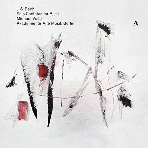 CD cover for Bach’s Solo Cantatas for Bass, abstract white and black design.