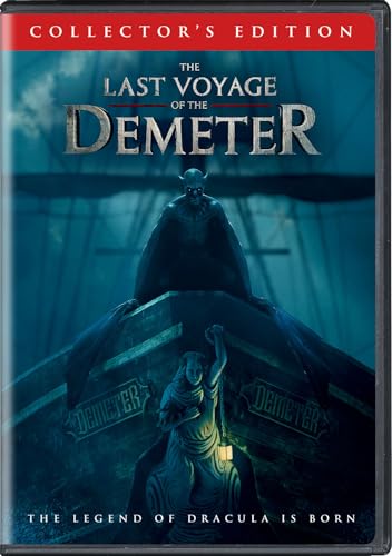 DVD cover for "Last Voyage of the Demeter" featuring a shadowy figure.