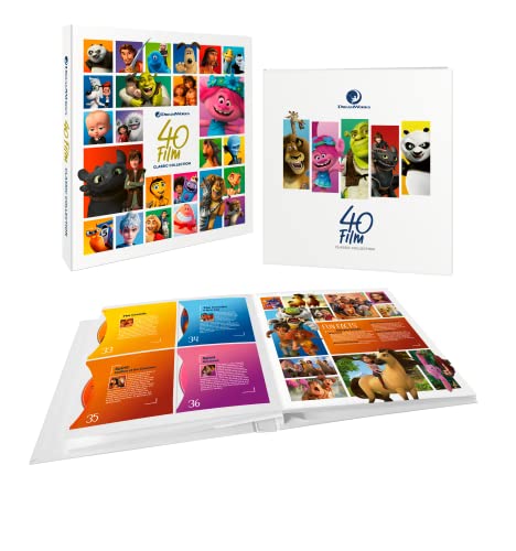 Dreamworks 40 Film Collection Blu-ray box set, open showing discs and artwork.