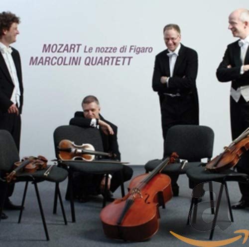 Four musicians with string instruments, album cover for Mozart’s *Le Nozze Di Figaro*.