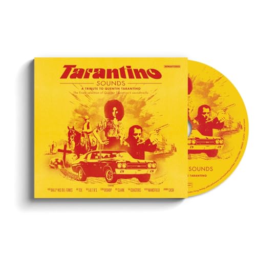 Yellow "Tarantino Sounds" CD case with film stills and reflective disc.