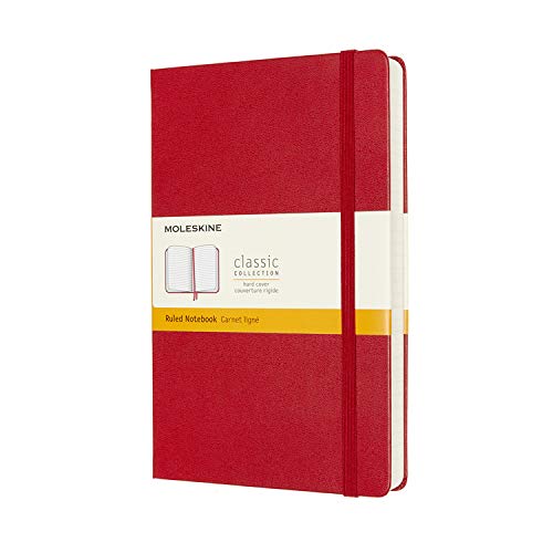 Moleskine - Classic Notebook Expanded, Ruled Notebook, Hard Cover And Elastic Closure, Size Large 13 X 21 Cm, Colour Scarlet Red, 400 Pages