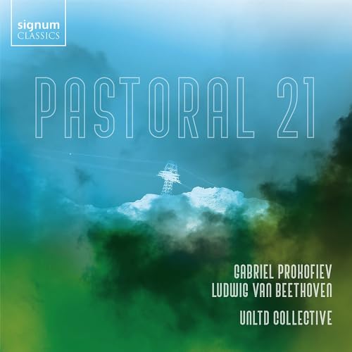 CD cover for “Pastoral 21” by Gabriel Prokofieff, blue and green abstract art.