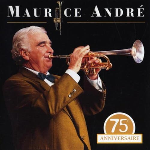 Maurice André, a trumpeter, smiling with his instrument, 75th anniversary edition.