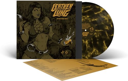 Leather Lung album cover and marbled black and yellow vinyl record.