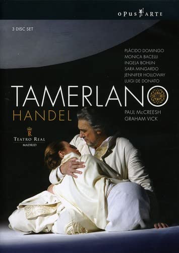 DVD cover for Handel's "Tamerlano" opera, featuring two singers in costume.