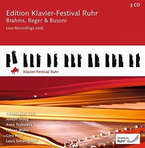 Red CD case with piano keys graphic and composers’ names listed.