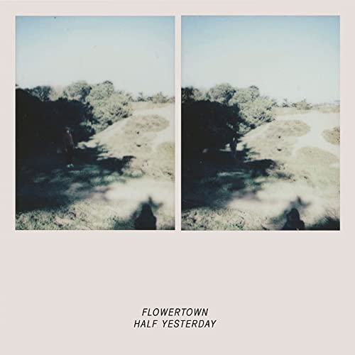 Album cover for Flowertown’s “Half Yesterday” featuring a split landscape image.