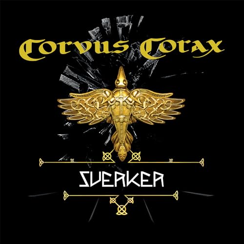 Corvus Corax album cover: golden raven with Norse knotwork on black.