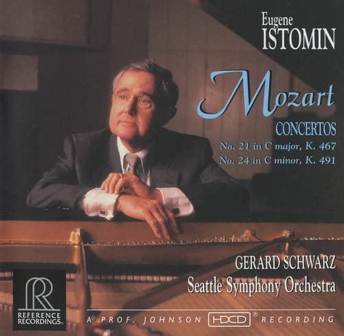 CD cover featuring pianist Eugene Istomin and text: Mozart Concertos.