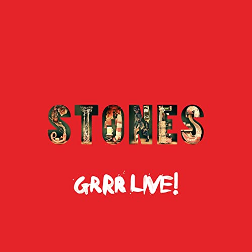 Red album cover with the word "STONES" and "GRRR LIVE!" text.