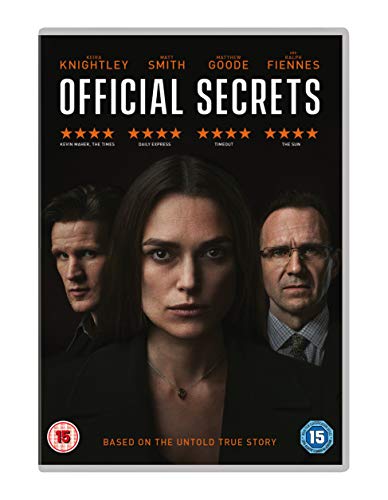 DVD cover for "Official Secrets" featuring Keira Knightley and supporting actors.