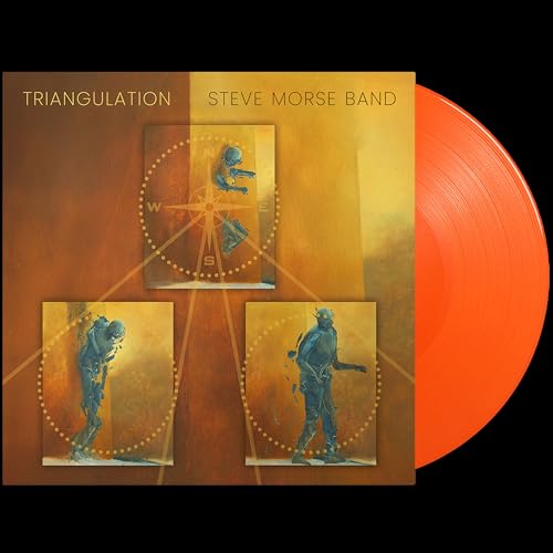 Album cover for Steve Morse Band’s “Triangulation” with orange vinyl record.