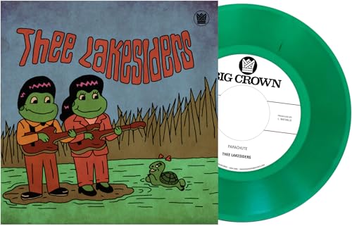 Vinyl record cover featuring cartoon frogs playing guitars next to a green vinyl disc.