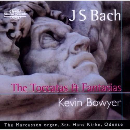 CD cover for Bach’s “The Toccatas & Fantasias” with sculpted face.
