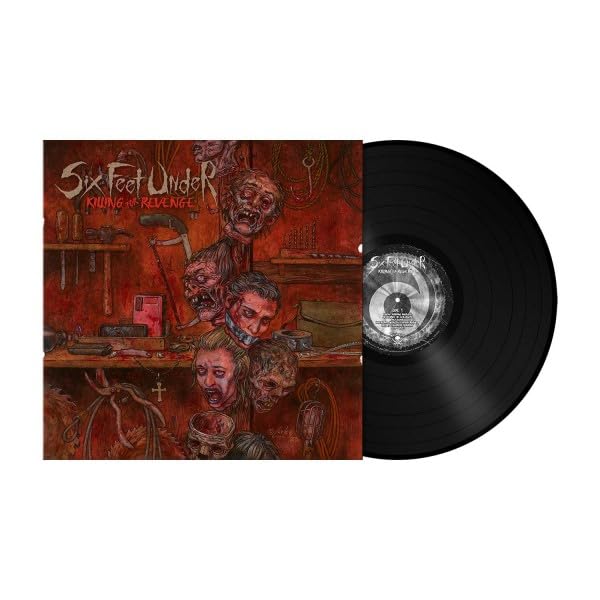 Six Feet Under "Killing for Revenge" vinyl record with gruesome cover art.