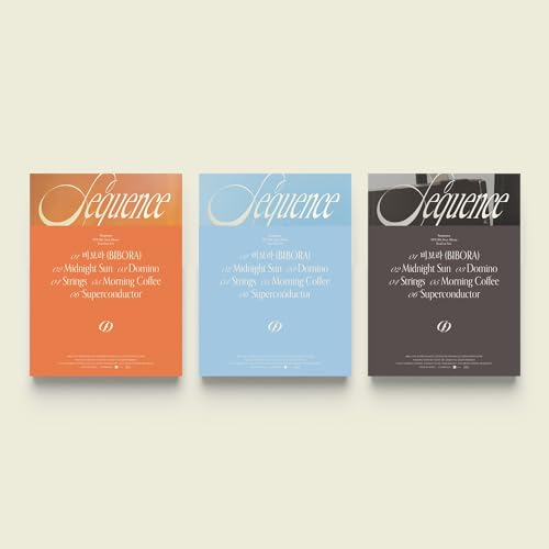 Three CD cases for “Sequence” by Sf9, each with different colored covers.