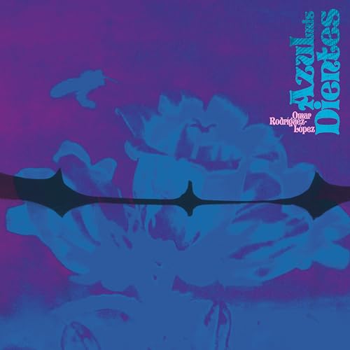 Blue album cover with abstract floral shapes and text: “Azul, Mis Dientes”.