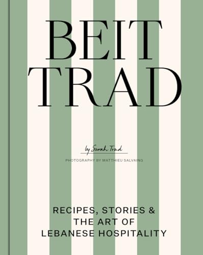 Cookbook cover with striped background and bold title “Beit Trad”.