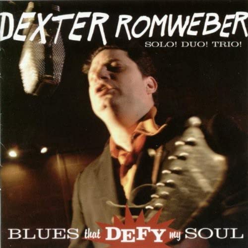 CD cover: portrait of Dexter Romweber with microphone and guitar.