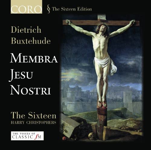 CD cover: Crucifixion painting with text “Membra Jesu Nostri” and logos.