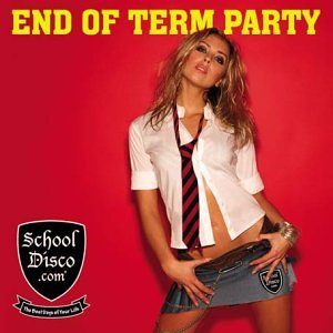 CD cover: woman in school uniform pose against a red background.