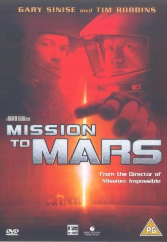 DVD cover for Mission to Mars showing two astronauts in helmets against red background.
