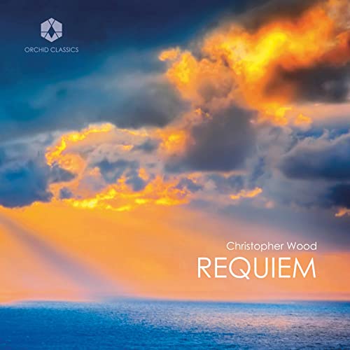 CD cover: stormy orange and blue sky over a calm sea, text “Requiem”.
