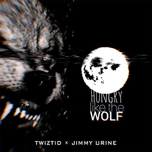 Album cover: wolf silhouette, full moon, and text “Hungry Like The Wolf”.