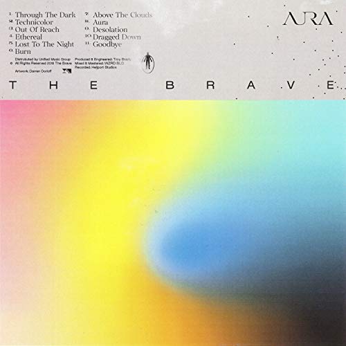 CD cover for “The Brave - Aura” with colorful, blurred gradient.