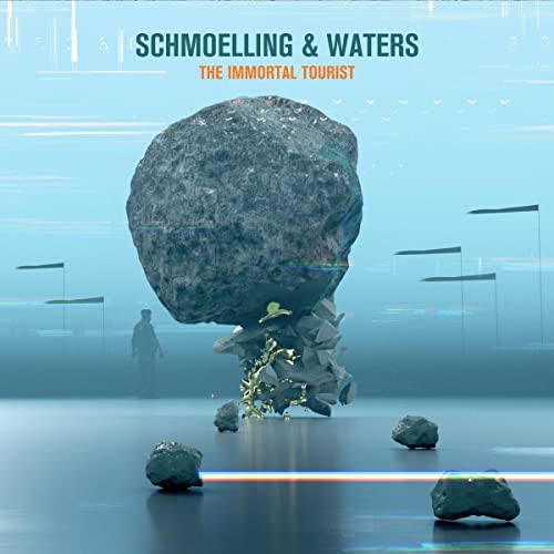 CD cover: large rock floating above a figure and scattered stones.