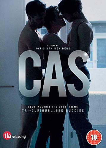 DVD cover for "Cas" featuring three shirtless men in a close embrace.