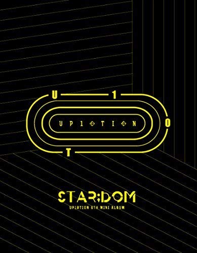 UP10TION’s “Stardom” album cover: yellow track graphic on black background.