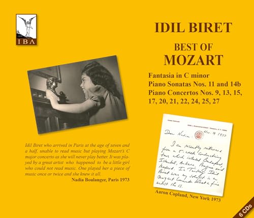 CD cover for Idil Biret’s “Best Of Mozart” with photos and text.