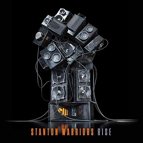 Album cover: stacked black boomboxes with orange accents, “Stanton Warriors Rise”.