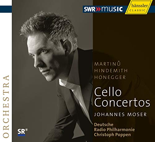 CD cover featuring Johannes Moser, cellist, with concertos details.