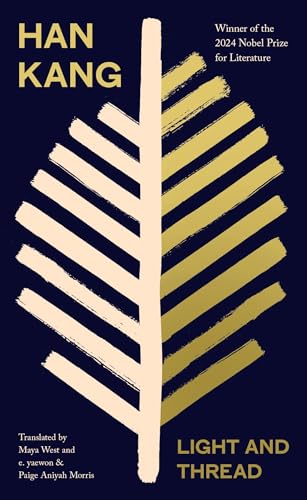 Book cover: dark blue background with a stylized golden and beige feather.