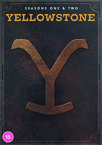 Yellowstone Seasons One and Two DVD cover featuring a large rusted Y brand logo.