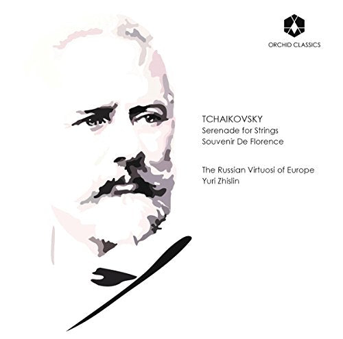 CD cover featuring a grayscale portrait of composer Tchaikovsky.