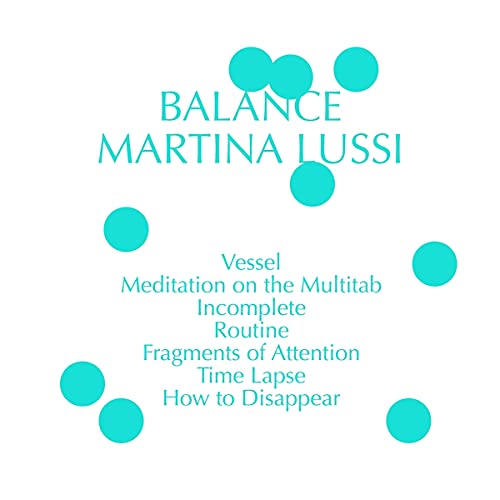 Album cover for Martina Lussi’s “Balance” with text and blue circles.