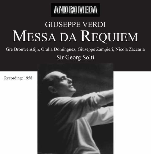 CD cover for Verdi’s “Messa da Requiem” featuring a conductor’s portrait.