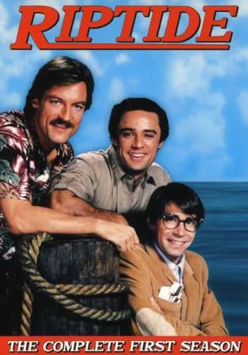 DVD cover for "Riptide" featuring three men by the ocean.