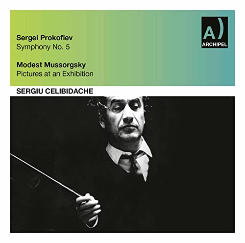 CD cover featuring conductor Sergiu Celibidache in black and white.