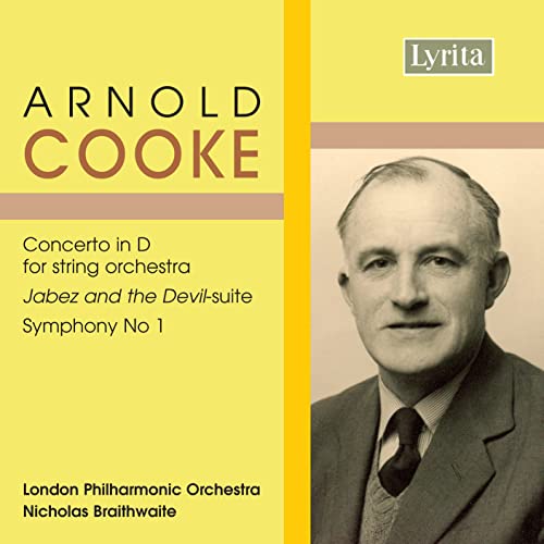 CD cover for Arnold Cooke’s orchestral works with composer’s portrait.