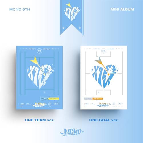 Two CD covers for MCND’s “X10” album, featuring a heart and arrow motif.