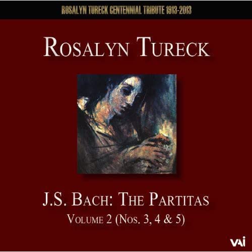 CD cover for Rosalyn Tureck’s Bach Partitas, featuring a portrait.