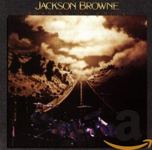 Album cover for Jackson Browne’s “Running on Empty” with a highway scene.
